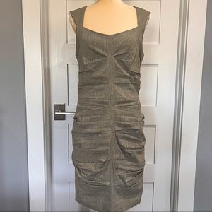 Nicole Miller EUC Khacki Linen Cocktail Dress - Size 10